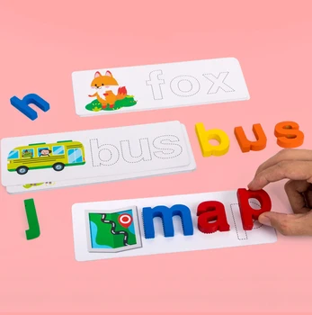 Dieťa Montessori Drevené Hračky List Napísať Slovo Hry, Jigsaw Puzzle Abeceda Začiatku Vzdelávania, Vzdelávacie Hračky pre Škôlky Chlapec Dievča
