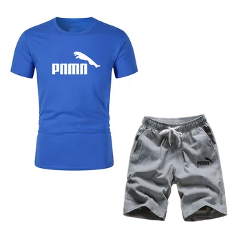 Tepláková súprava muž 2020 pánske oblečenie sadu letných fitness športové oblečenie tlač krátke nohavice+ tričko mužský oblek 2 ks súpravy plus veľkosť
