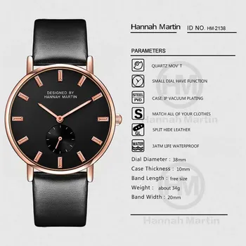 Hannah Martin Náramkové hodinky Ženy Módneho priemyslu Ženy, Luxusné Hodinky Značky Quartz Hodiny, Darčeky pre Ženy Dámske Hodinky Reloj Mujer