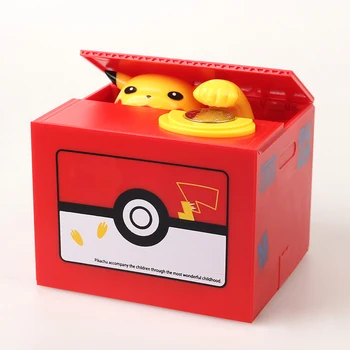 Pôvodné Takara Tomy Pokémon PiKachu Cartoon Miniatúrne Prasiatko Peniaze Box PiKachu akcie hračky s hudbou Kradnúť Peniaze hračka