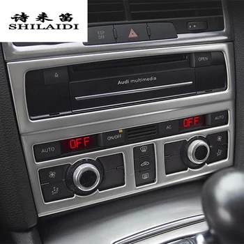 Auto Tvarovanie Pásu Klimatizácia CD Panel Dekoratívny Kryt Sitckers Výbava Pre Audi Q7 nehrdzavejúcej ocele Auto interiérové Doplnky