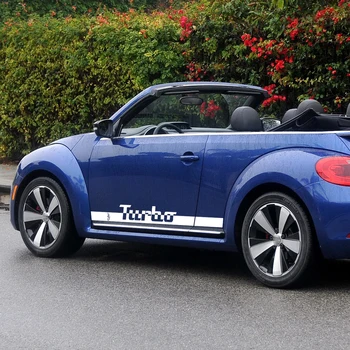 2 Ks Racing Strane Prúžok Sukne Nálepky Grafika Turbo Logo Štýl Kotúča, pre Volkswagen Beetle Roky 2013-2017 Príslušenstvo Auto Styling