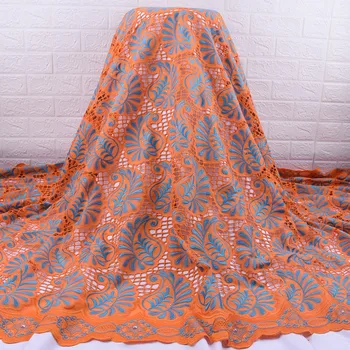 Zhenguiru Nové Orange, Swiss Voile Čipky Vo Švajčiarsku Duté Výšivky Nigérijský Afriky Čipky Textílie Pre Svadobné Party ClothA1833