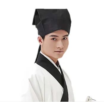 Hanfu Klobúk Mužov Čínskej Tradičnej Staroveký Učenec Učiteľ Black Hat Headdress Male Vintage Confucian Uterák Cosplay Klobúk Pre Mužov