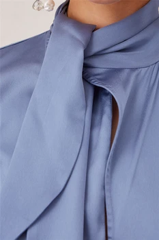 Getspring Ženy Šaty, Závoje Rukáv Nepravidelný Obväz Vintage Šaty, Dlhý Rukáv, Modrá Biele Dlhé Šaty 2020 Nové Módy Sexy