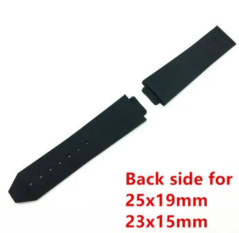 Luxusné Vypuklé Silikónové Gumy Watchband 23x15mm 21x15mm 25x19mm 25x17mm pre Hublot popruh Sledovať Kapela Zápästie Pás Náramok Logo na