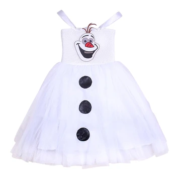 Chcete Stavať Snehuliaka Olaf Tutu Šaty pre Dievčatá Snehová Kráľovná Elsa Magic Deti Cartoon Letné Vypnutie Ramenný Frocks Oblečenie