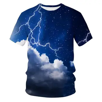 3D Lightning Vzor Tlač Módne Cool oblečenie pre unisex Dospelých Detí Tlač-Krátke rukávy Lightning T-shirt Plameňa
