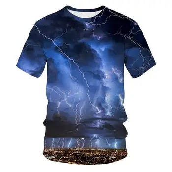 3D Lightning Vzor Tlač Módne Cool oblečenie pre unisex Dospelých Detí Tlač-Krátke rukávy Lightning T-shirt Plameňa
