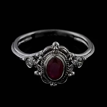 Bague Ringen Vintage Dizajn Thai Jemné Strieborné Šperky, Oválne Drahokamy S925 Prstene pre Ženy Ruby Ametyst Žena Zásnubný Prsteň
