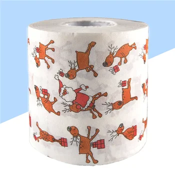 1 Rolka Vytlačené 2-ply Vianočné Tkaniva Roll Paper Roll pre Wc, Kúpeľne, Toalety vianoce, nový rok