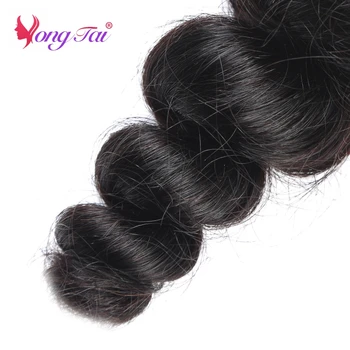 YuYongtai Brazílsky Voľné Vlny 4x4 Čipky Uzavretie S Zväzky Ľudské Vlasy, 3 Zväzky S Uzáverom Non-Remy Stredné Pomer