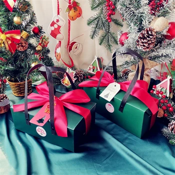 StoBag 5 ks Veselé Vianoce Nit Prenosné Boxy Červená/Zelená/Kraft Ručné Cake Decoration Dodávky Narodeninovej Party Darčekové Balenie