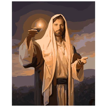 Maľovanie Podľa Čísel DIY Dropshipping 40x50 50x65 cmoil lampa v Ježiša ruky Obrázok Plátno Svadobné Dekorácie Umenie obrázok Darček