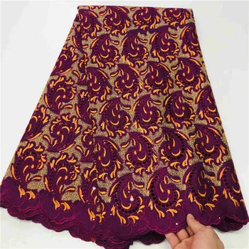 5 dvore Švajčiarskej čipky textílie 2021 najnovšie ťažké vyšívanie korálkami Afriky bavlnené tkaniny Swiss voile čipky populárne Dubaj štýl 7L09053