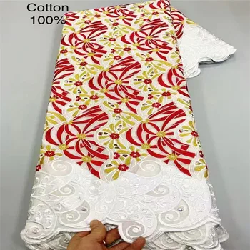 5 dvore Švajčiarskej čipky textílie 2021 najnovšie ťažké vyšívanie korálkami Afriky bavlnené tkaniny Swiss voile čipky populárne Dubaj štýl 7L09053