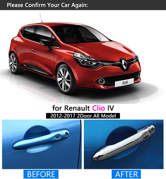 Na Renault Clio 4 Clio MK4 IV 2012 - 2017 Chrome Dverí Rukoväť Kryt Výbava 2013 2016 Auto Príslušenstvo Nálepky Styling
