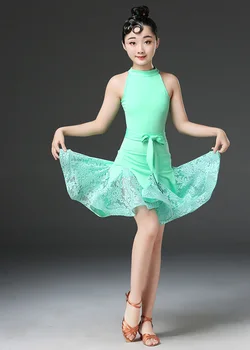 Nové Čipky Latinské Tanečné Šaty Pre Dievčatá Dieťa Salsa Tango Spoločenský Tanec Šaty, Kostým Súťaž Deti Praxi Tanečné Oblečenie