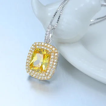 Klasické Luxusné Diamantový Náhrdelník Prívesok Žltá Farba 3A Zirkón Náhrdelník Jemné Šperky