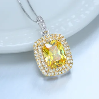 Klasické Luxusné Diamantový Náhrdelník Prívesok Žltá Farba 3A Zirkón Náhrdelník Jemné Šperky