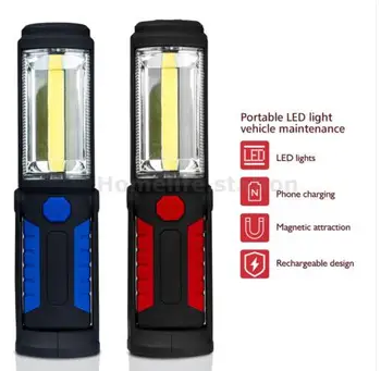 USB Nabíjateľné COB LED Baterka KLASU svetelné pásy +1LED Pochodeň Práce Ručné svietidlo Magnetické Nepremokavé Núdzové Camping Svetlo