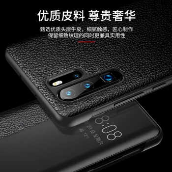 Originálny Kožený Kryt Telefónu Pre Huawei P20 Pro Prípade Smart View Hlavu Vrstva hovädzej kože Flip Capa Na Huaiwei P30 Mate 10 20 X 20X Pro