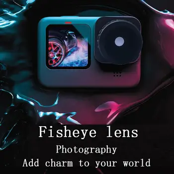Fisheye Objektív Pre Go Pro HERO 9 Príslušenstvo Externá Objektívu Rybie Oko Šošovky Fotoaparátu Súpravy Pre GoPro Hero 9 Čierne Športové Kamery