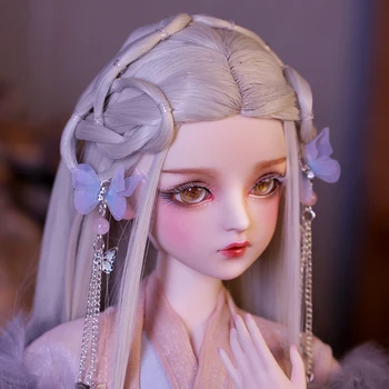 60 cm bjd bábika darček pre dievča, Strieborné vlasy Bábiky S Oblečením Zmeniť Oči NEMEE Bábika Najlepšie Valentína Darček Ručne vyrábané bábiky