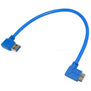 30 cm USB 3.0 90 ° ľavý uhol male Micro B samec 90 stupňov Pravý uhol krátky Kábel