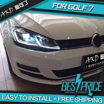 AKD Autá Styling predné svetlo Na VW Golk7 Golf 7 MK7 Upgrade na 7,5 Svetlomety LED svietenie Bi-Xenon, Lúč Hmly, angel eyes
