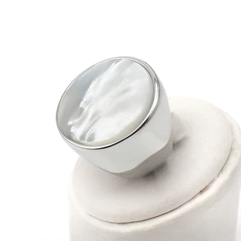 Vintage Jednoduché Veľký Guľatý Krúžok z Nehrdzavejúcej Ocele, Šperky Jemná Biela Perla Opal Kameň Svadobné Zásnubné Prstene pre Ženy