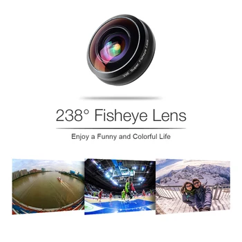 APEXEL 238 titul super fisheye lens kit 0,2 X full frame super širokouhlý objektív fotoaparátu kit pre iPhone 6s 7 Xiao smartphone 238F