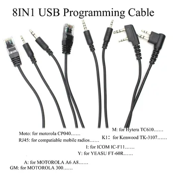 8 v 1 Programovanie USB Kábel pre Walkie-Talkie UV-5R BF-888S UV82 pre prenosné Rádio Príslušenstvo