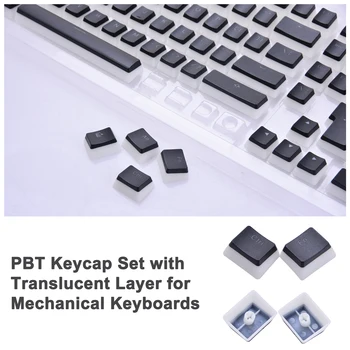 PBT Keycap Nastaviť Priehľadnú Vrstvu Pre Mechanické Klávesnice 104 Double Shot PBT Puding Keycaps Kľúčov
