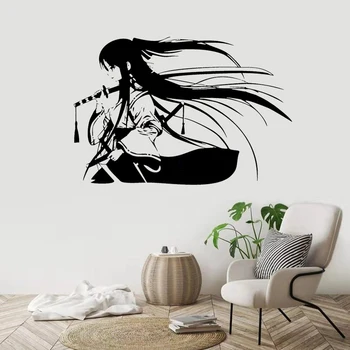 Samuraj Geisha Japonské Meče Katana Anime Dekoračné Nálepky Na Stenu Vinyl Interiér Domova Izba Obtlačky Vymeniteľné Nástenná Maľba