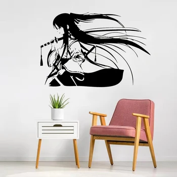 Samuraj Geisha Japonské Meče Katana Anime Dekoračné Nálepky Na Stenu Vinyl Interiér Domova Izba Obtlačky Vymeniteľné Nástenná Maľba
