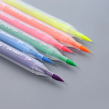 CHENYU 6pcs/set Pero, Zvýrazňovač, Papiernictvo Kefa Značky Double Čele Fluorescenčné Marker Pero 6Colors Kawaii kancelárske potreby
