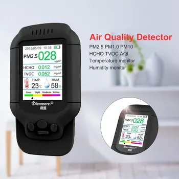 PM2.5/HCHO/TVOC Teplota Vlhkosť Monitor AQI Kvality Ovzdušia Analýza Tester Plynu Detektor Merací Nástroj Smog Meter Predaj