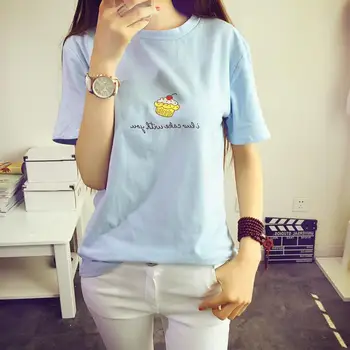 College Vietor kórejský Ventilátor roztomilý malý koláč kolo krku voľné krátke rukávy T-shirt