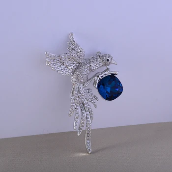 Roztomilé Modré Crystal Vták, Orol Brošňa pre Ženy Jednoduché Zirkón Drahokamu Módne Zvierat Pin sako Šperky Broches Vianočný Darček