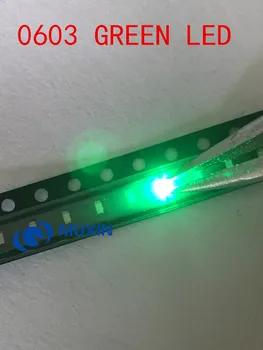 4000pcs 0603 SMD LED Light-emitting-diódy Smaragdovo Zelená Esmeralda Verde, 0603 SMD LED Diodo Svetlé Čipy Diodi Pack 525nm