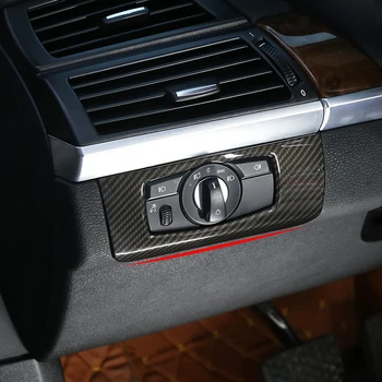 Auto Uhlíkových Vlákien Textúra Interiéru predné svetlo Prepínač Rám, Kryt Chránič Výbava Pre BMW X5 X6 E70 E71 2007 - 2013