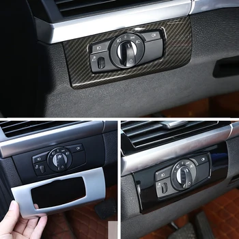 Auto Uhlíkových Vlákien Textúra Interiéru predné svetlo Prepínač Rám, Kryt Chránič Výbava Pre BMW X5 X6 E70 E71 2007 - 2013