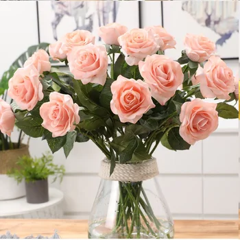 20 ks/veľa Ruží Umelé Kvety, Domáce Dekorácie Biele Ružové Malé Umelý Kvet Skutočný Dotyk Falošné Ruže Kvet Na Svadbu