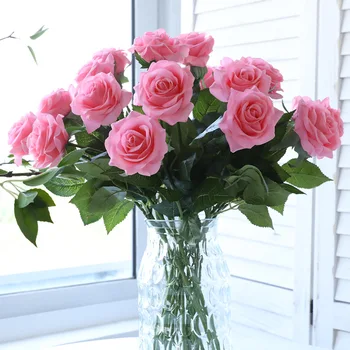20 ks/veľa Ruží Umelé Kvety, Domáce Dekorácie Biele Ružové Malé Umelý Kvet Skutočný Dotyk Falošné Ruže Kvet Na Svadbu