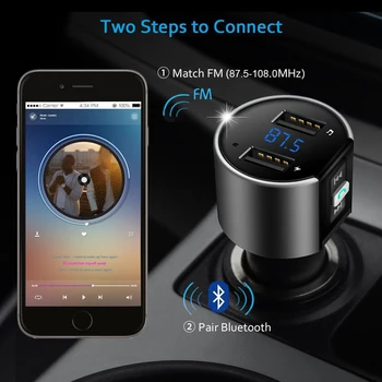 3.4 Duálny USB Nabíjačka Bezdrôtový 4.2 Do auta FM Rádio Adaptér Auto LCD MP3 Prehrávač Handsfree Hovor