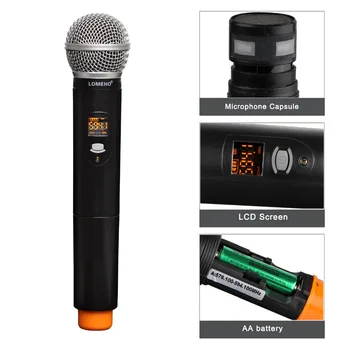 LOMEHO LO-U21 2 Spôsob 2x16 Nastaviteľná Frekvencia 2 Prenosné LCD Displej Strany, Cirkvi, Školy Dj Stretnutie Karaoke Bezdrôtový Mikrofón