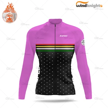 Žena, Cyklistika Dres Zimné Thermal Fleece, Dlhý Rukáv Bundy Cestnej Bike Jednotné tesný teplé Oblečenie