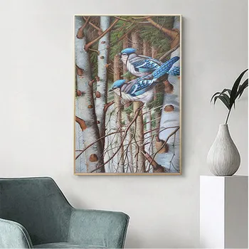 Modrý Vták v Lese Diamond Maľovanie Kolo Plné Vŕtanie Zvierat Scénické Nouveaute DIY Mozaiky Výšivky 5D Cross Stitch Dary