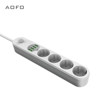 4-socket rozvodky, AOFO viacnásobné zásuvky s vypínačom funkciu, pre smartphony a tablety, doma a v kancelárii
